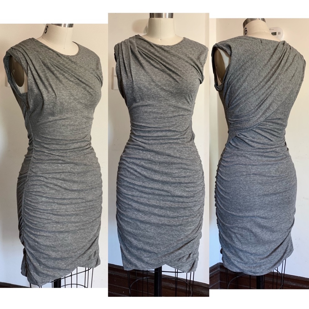 Pam & Gela Ruched Jersey Bodycon Cap Sleeve Dress